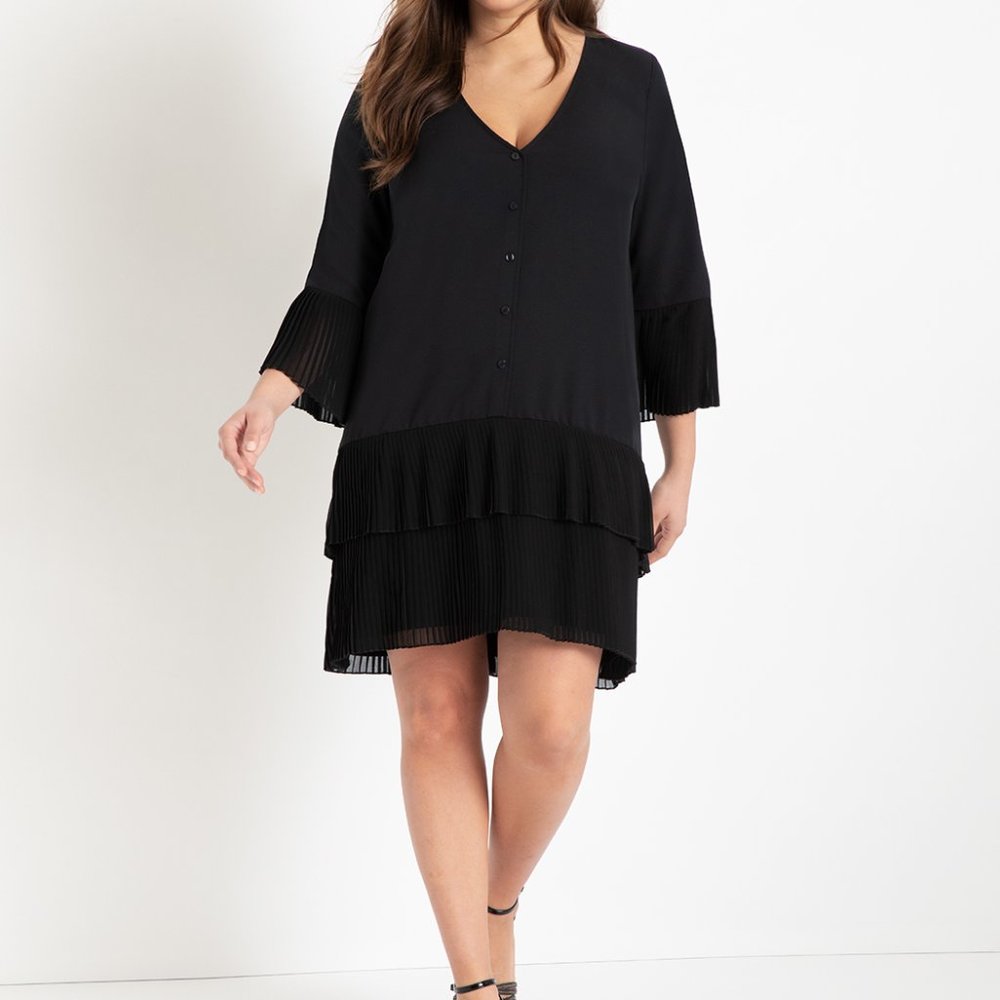 Eloquii Pleated Ruffle Dress